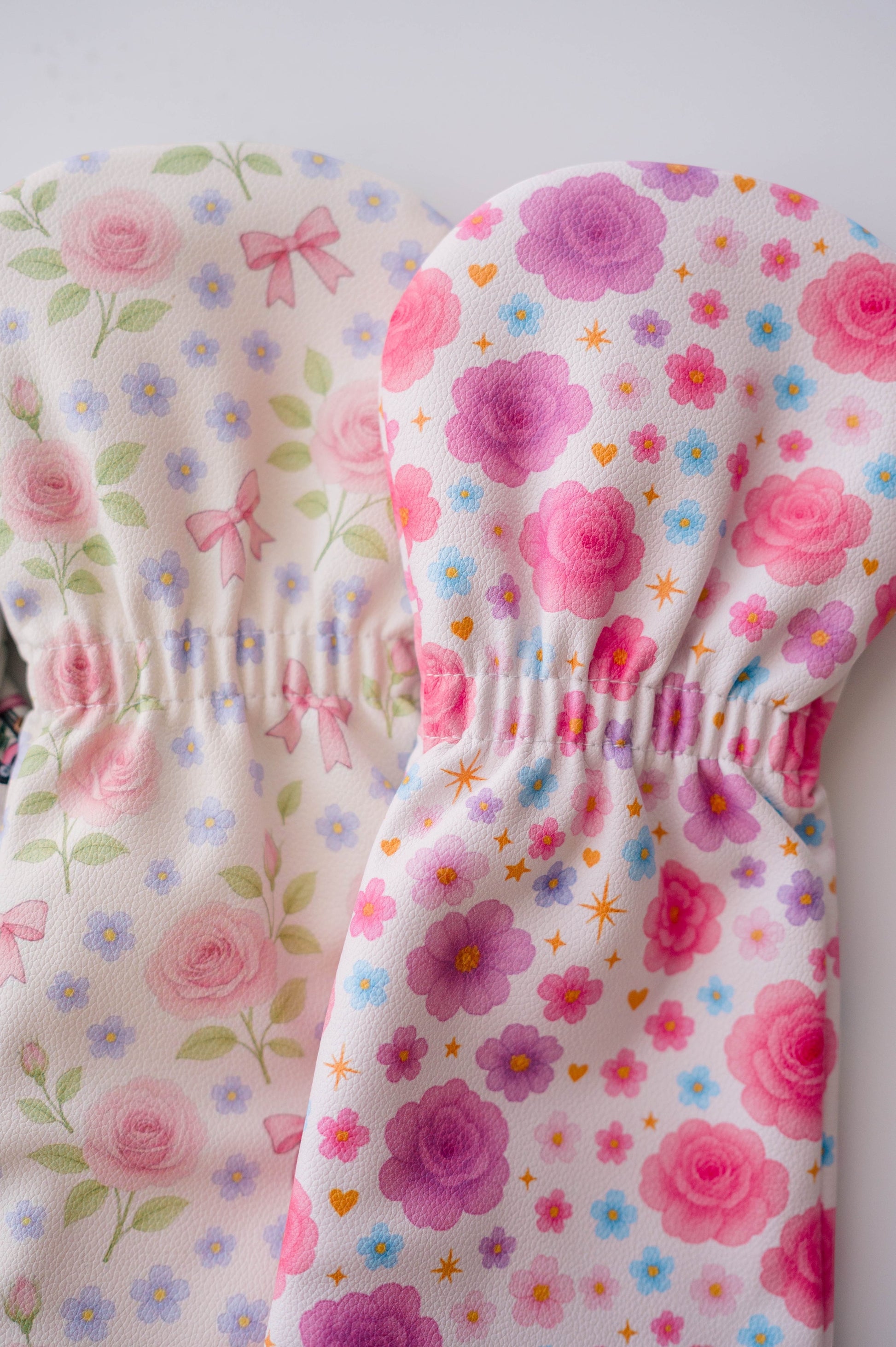 Snuggle Bug Golf Starlight Bloom driver head cover with pink floral, lavender daisy, and golden star eco-leather print.