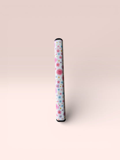 Snuggle Bug Golf Starlight Bloom putter grip featuring a lavender rose, daisy, and gold star print on EVA foam.