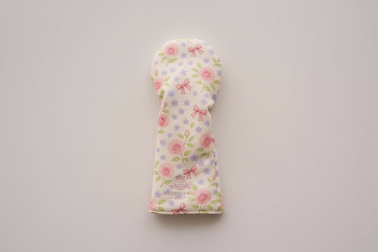 Snuggle Bug Golf Whisper Rose fairway headcover with floral print, pastel bows, and textured eco-leather finish.